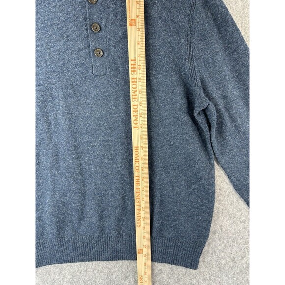 GAP Sweater Men's Large Navy Blue 1/4 Button Mock Neck Outerwear Soft Pullover - Picture 5 of 9